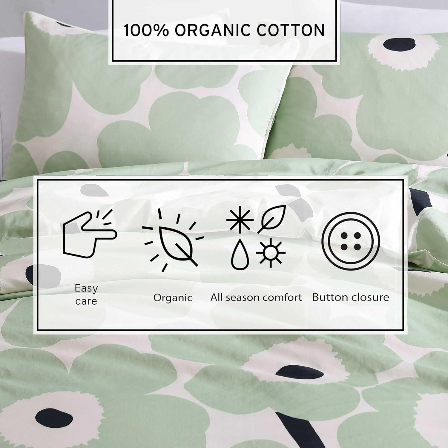 Marimekko Unikko Green/White Organic Cotton Duvet Cover Set