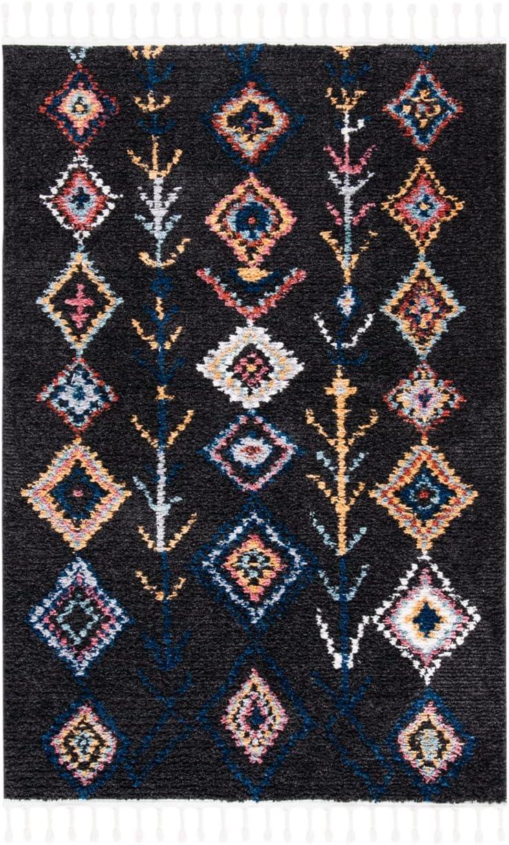 Hand-Knotted Black Diamond Wool 4' x 6' Rug