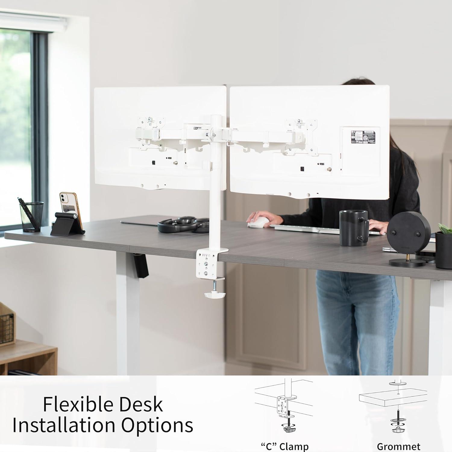 Vivo VIVO Dual Monitor Desk Mount Adjustable Stand, Fits Screens up to 30", STAND-V002 Series