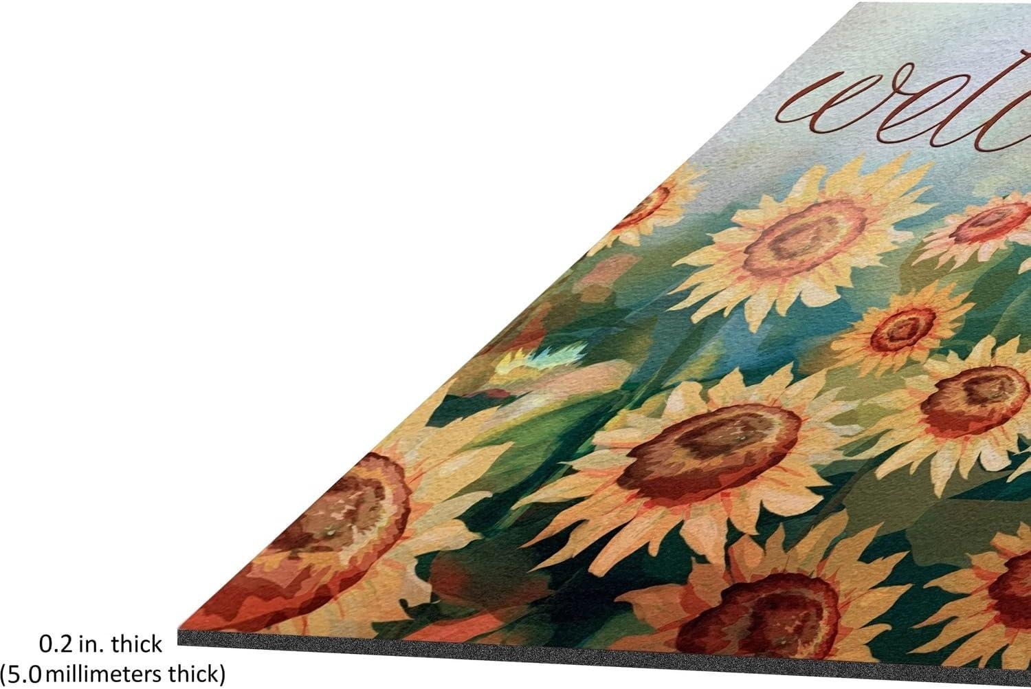 Achim Welcome Rubber Outdoor Doormat, Sunflower Field, 18" x 30"