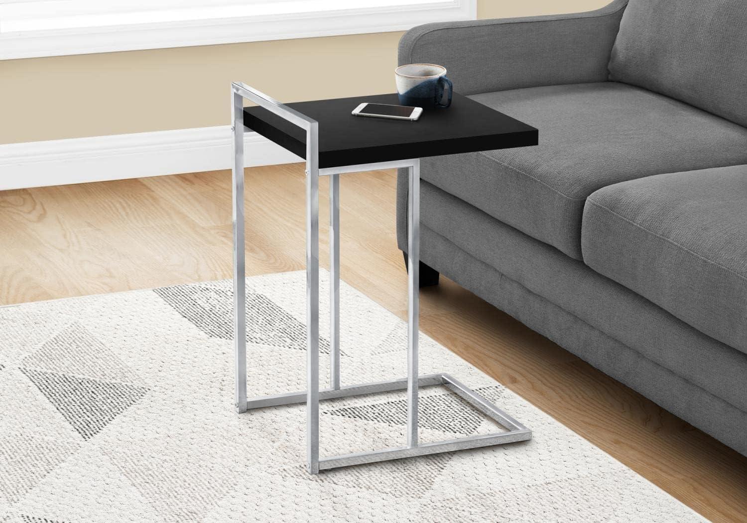 Accent Table C-shaped End Side Snack Living Room Bedroom Metal Black