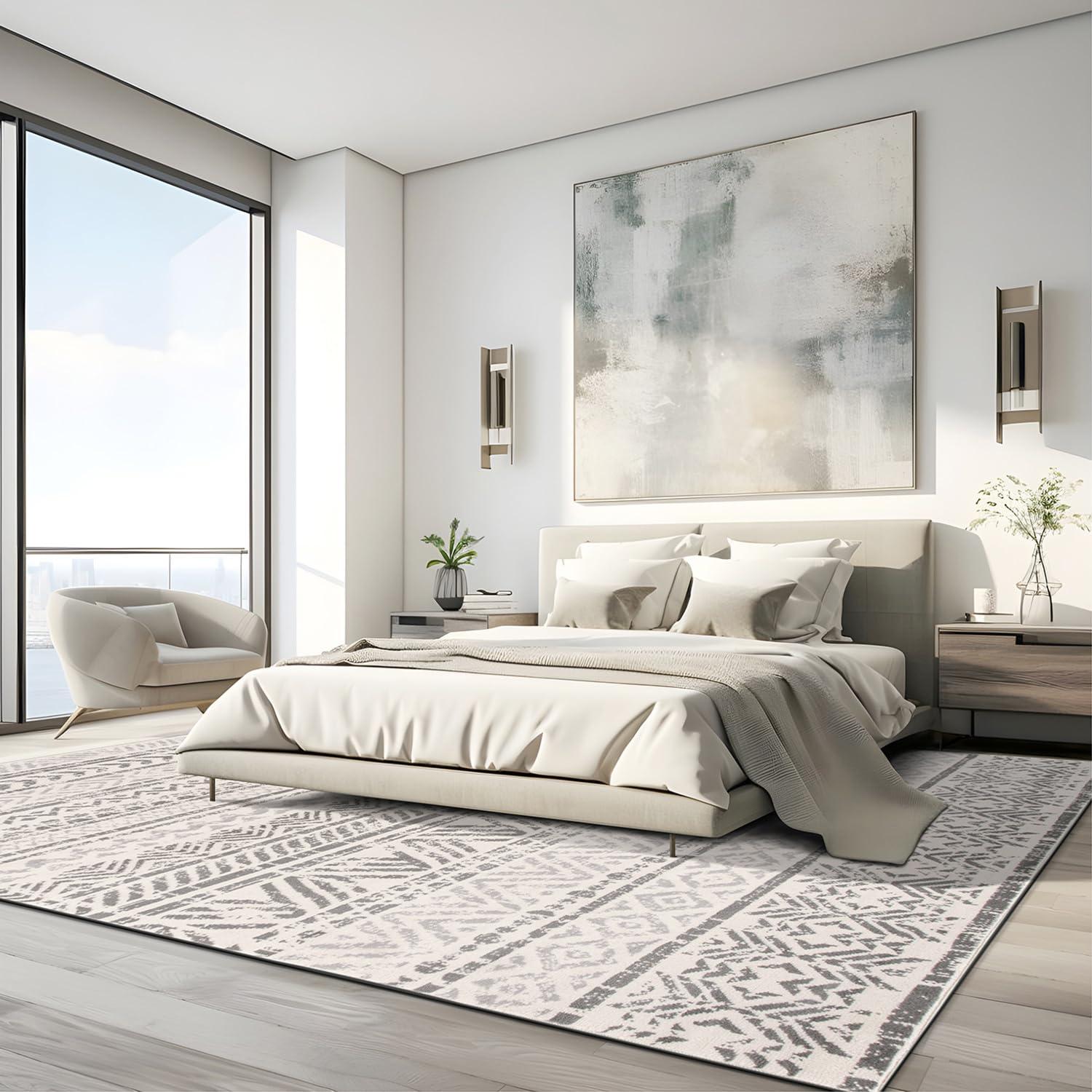 World Rug Gallery Geometric Distressed Bohemian Area Rug - Gray 12'x15'