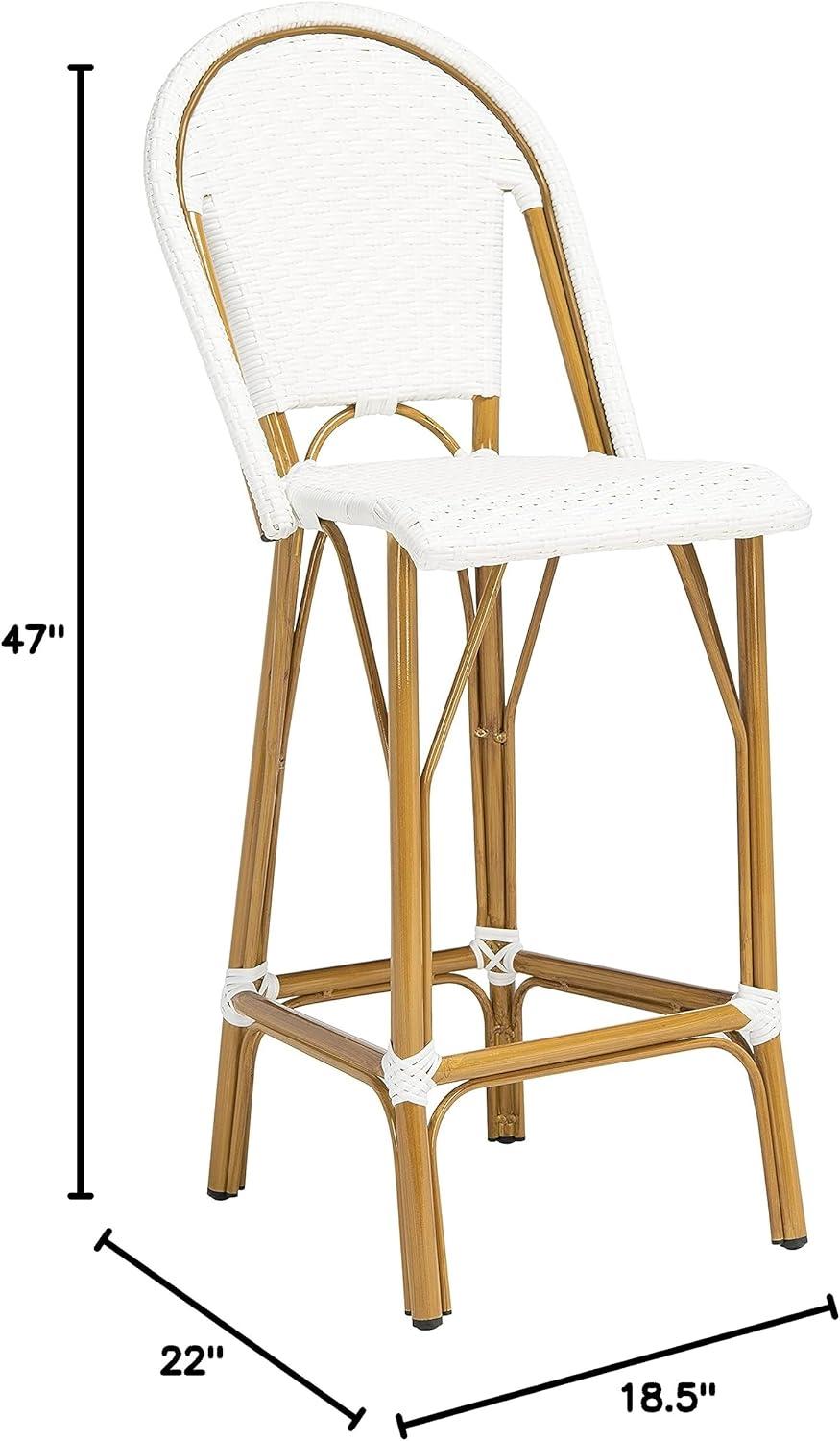 Ford White Wicker and Faux Bamboo Bistro Bar Stool