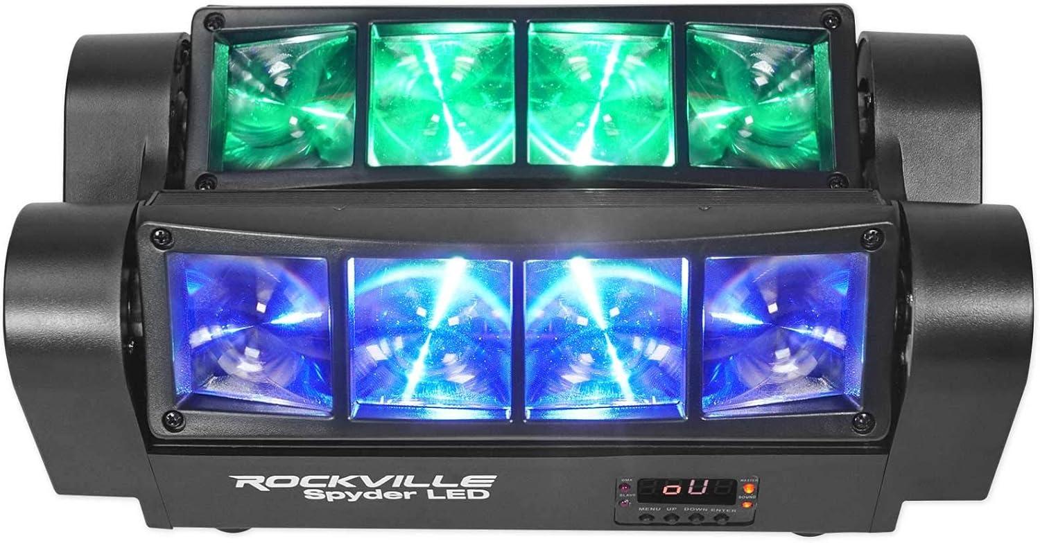 Rockville Spyder LED (8) Beam Moving Head Motorized DMX DJ/Party/Club Pro Light