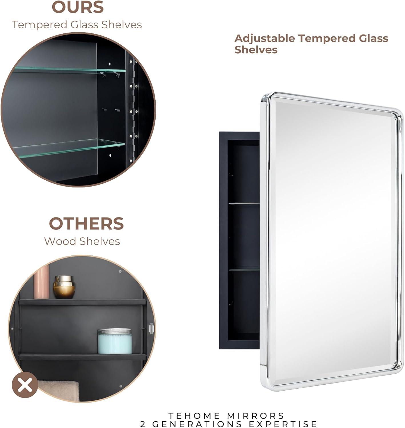 TEHOME Eldee Surface Mount Rectangular Metal Framed Bathroom Medicine Cabinet with Mirror