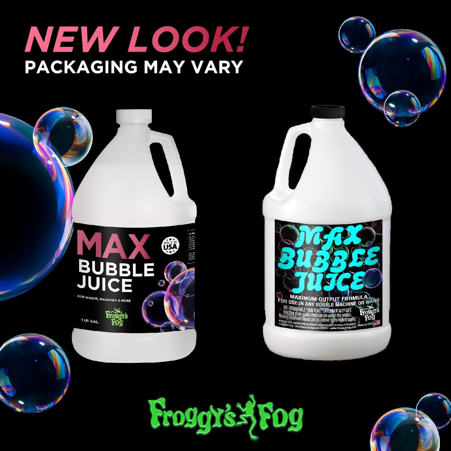Froggy's Fog MAX Bubble Juice, Strong, Long-Lasting Bubble Solution Creates 10x Bubbles for Bubble Machines, Bubblers, and Bubble Wands, 1 Gallon