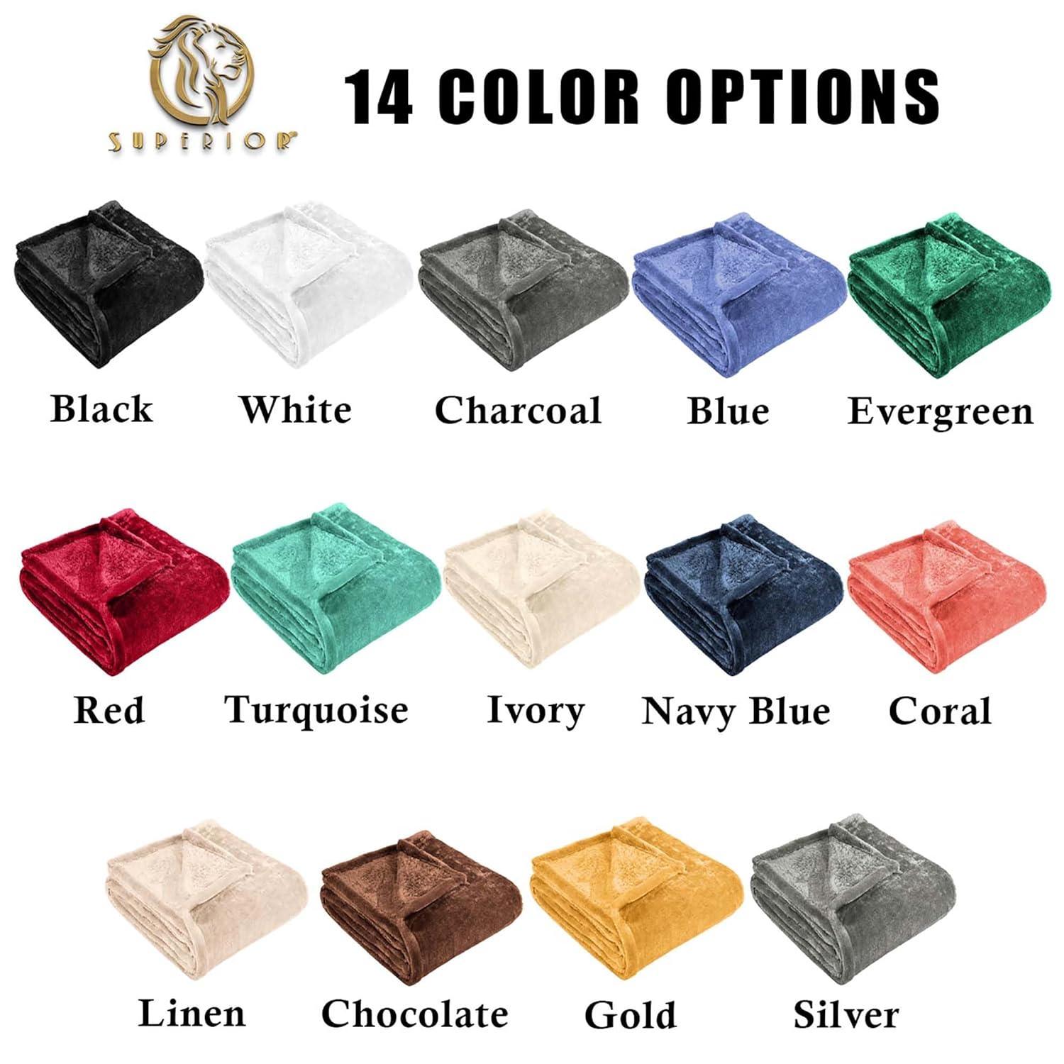 Superior Superior Solid Polyester Reversible All-Season Fleece Throws Blanket