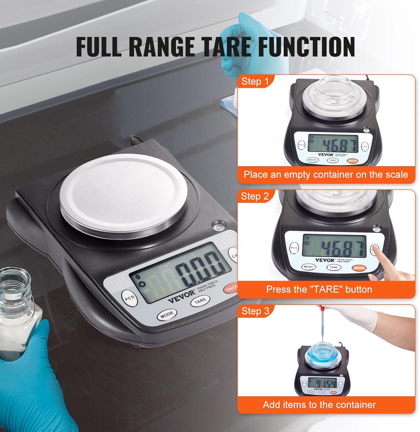 VEVOR Analytical Balance Lab Scale 600g x 0.01g 6 Units Conversion Electronic