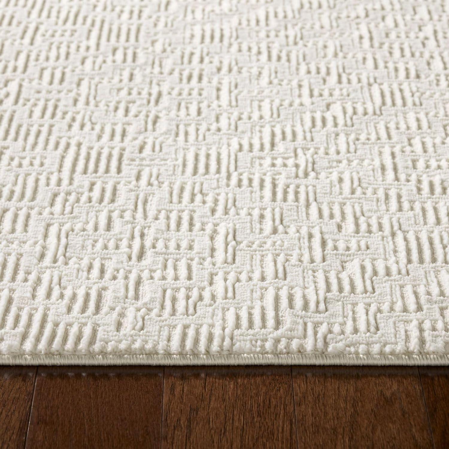 TOWN & COUNTRY LUXE Tretta Modern Geo Area Rug with Plush High-Low Texture, Ivory