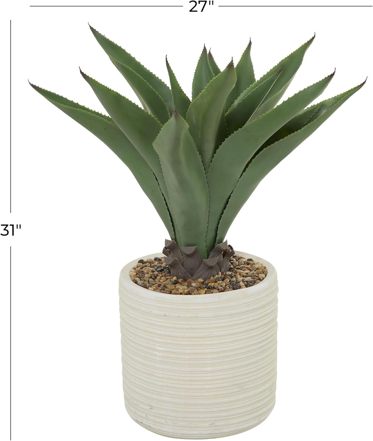 DecMode 31" Artificial Agave Plant in Realistic Leaves and Beige Ceramic Pot