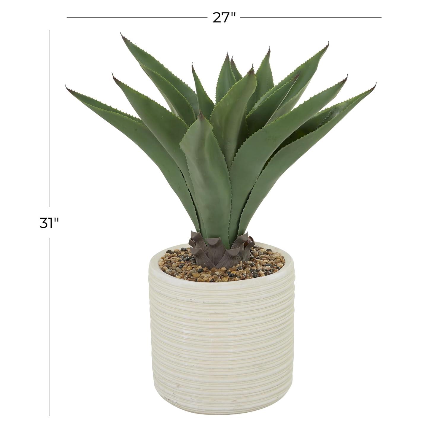 DecMode 31" Artificial Agave Plant in Realistic Leaves and Beige Ceramic Pot