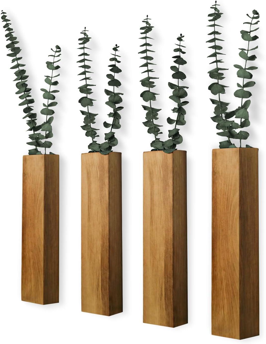 Wall Planters for Indoor Plants Modern Farmhouse Wooden Pocket Wall Vases for Dried Flowers and Faux Plants 4 Pack