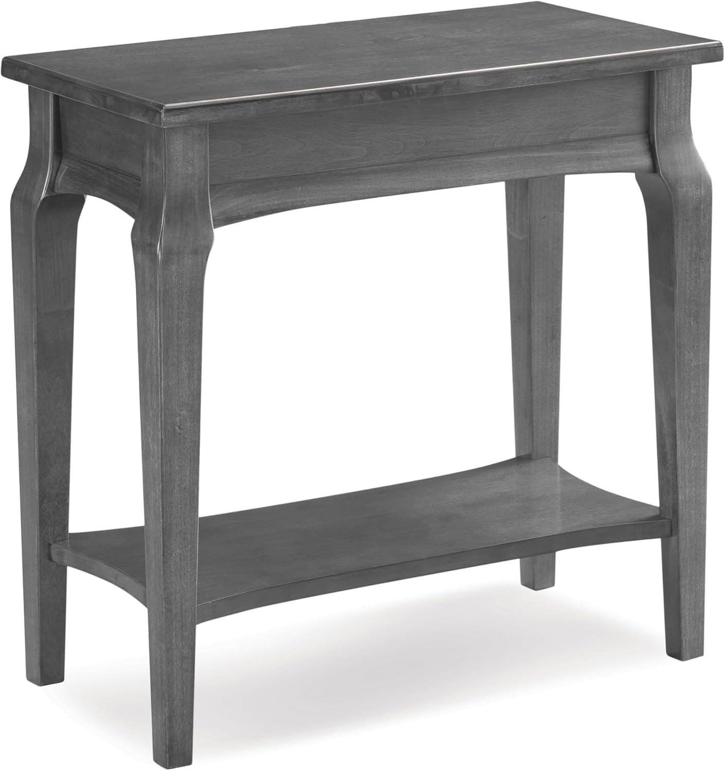 Leick Home Solid Wood Stratus 12 in. Narrow Side End Table with Shelf, Smoke Gray