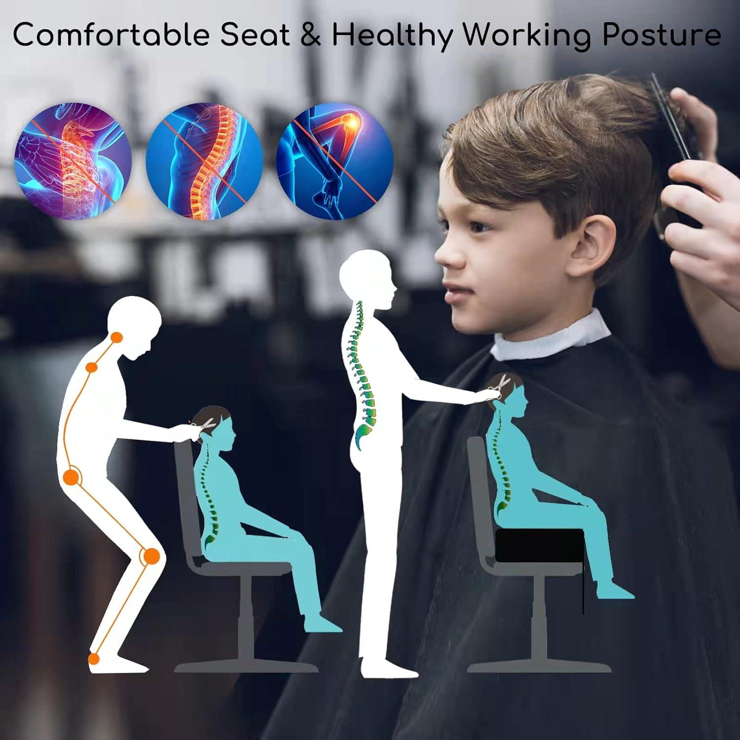 Children Leather Cushion Salon Booster Seat Cushion for Kids Child Hair Cutting, Cushion for Styling Chair,Boat Booster seat for Driver, Barber Beauty Salon Spa Equipment Black