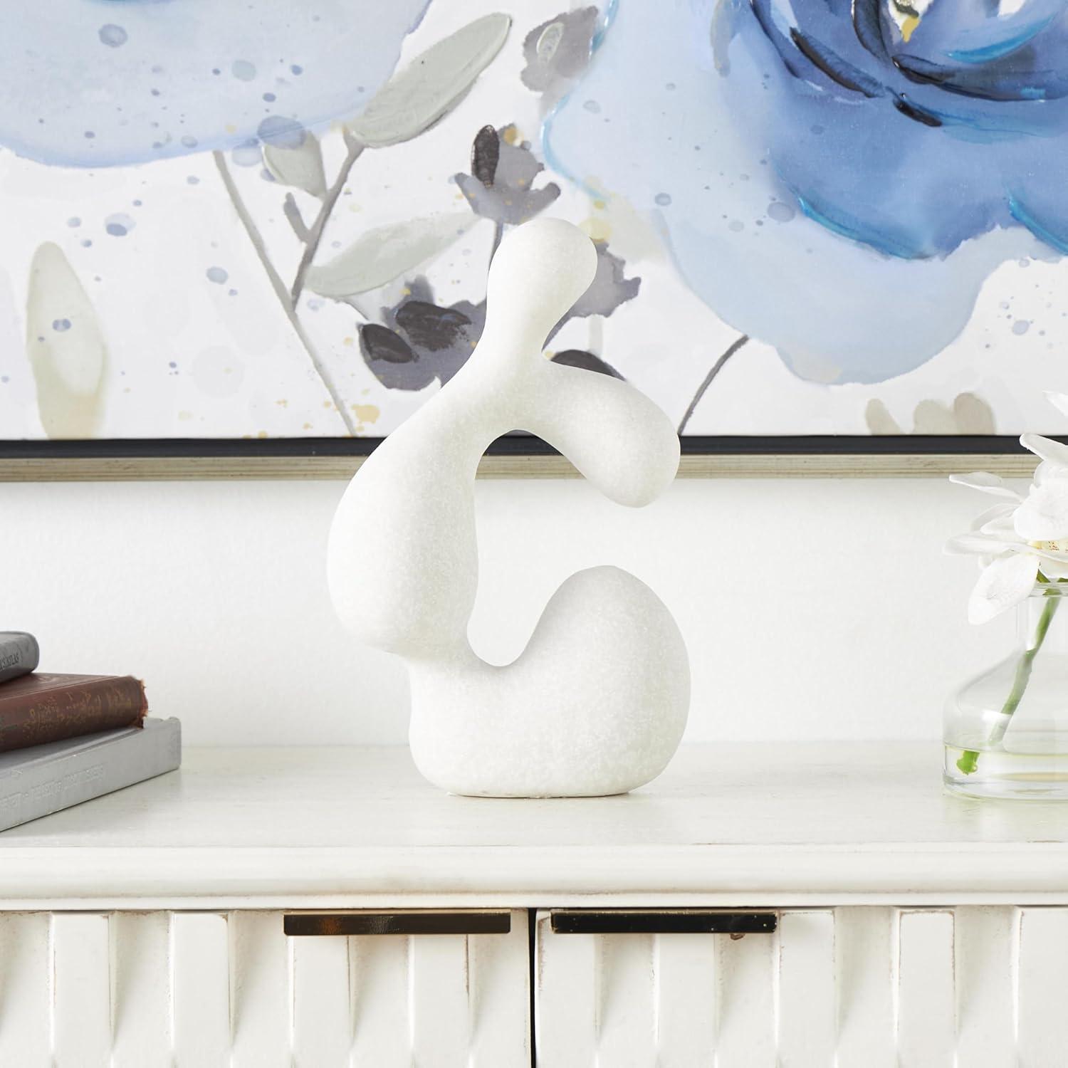 White Polystone Abstract Asymmetrical Decorative Sculpture