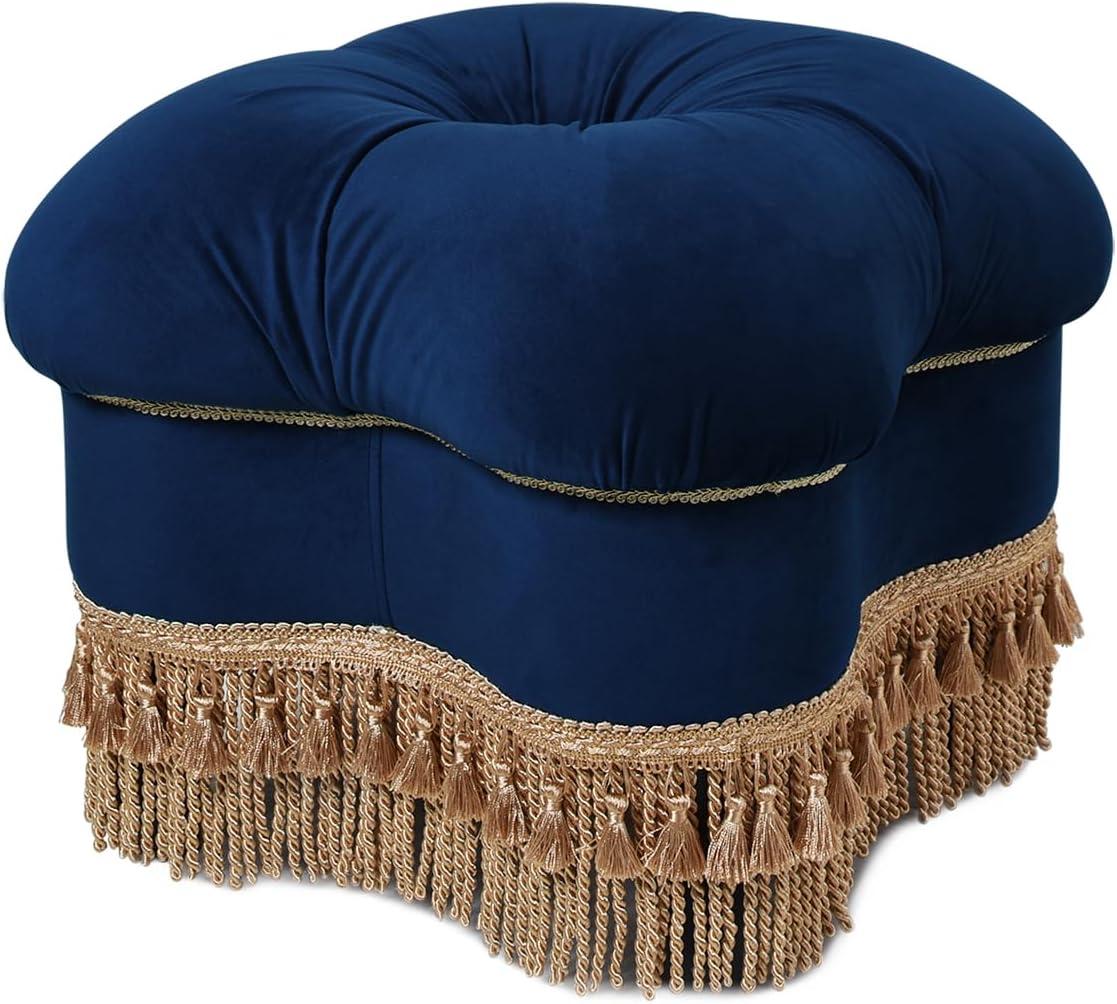 Ellen Hand-Tufted Clover Ottoman Navy Blue