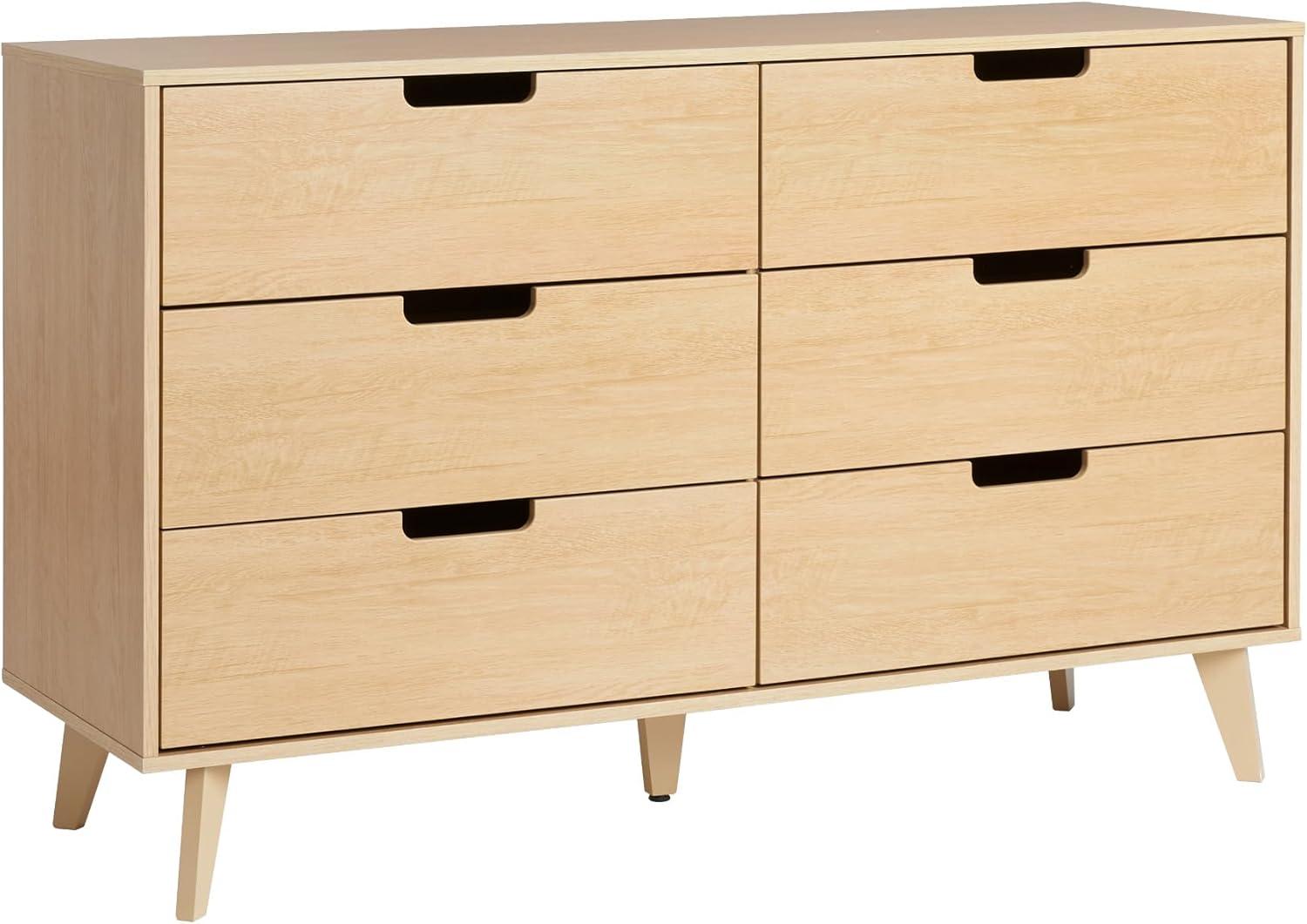 Walker Edison Modern 6-Drawer Dresser with Cut-Out Handles, Riviera