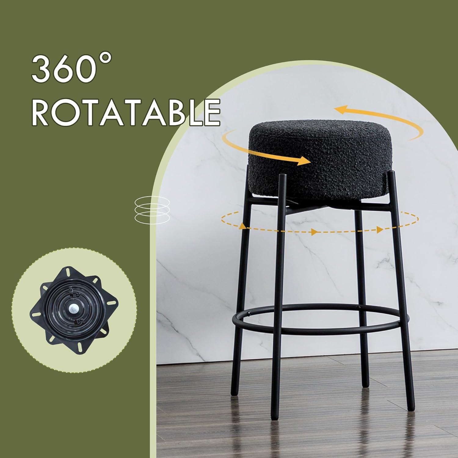 Amy Swivel Backless Boucle Upholstered 26.7"H Counter Stool with Steel Frame (Set of 2/3/4)