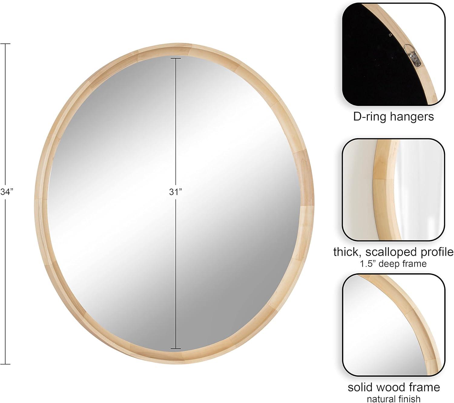 Kate and Laurel Hatherleigh Round Wood Wall Mirror