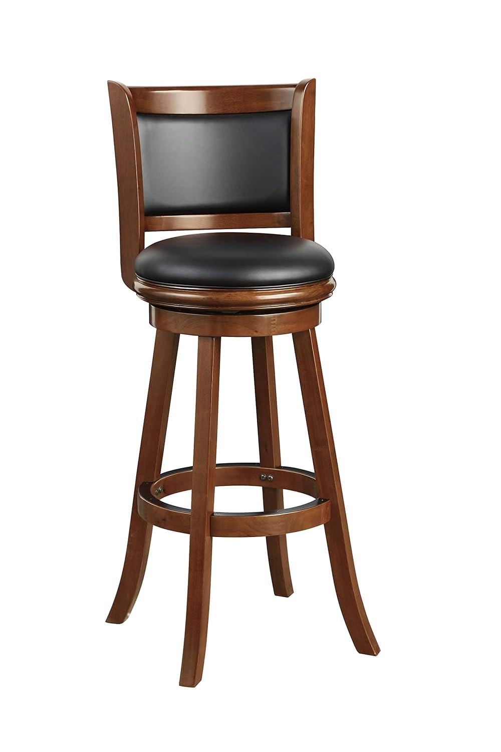 34" Extra Tall Augusta Swivel Barstool Cherry - Boraam: Modern Faux Leather, 360-Degree Swivel