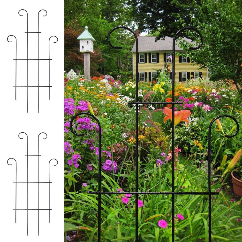 2 Pack Black Coated Wave Pot Trellis Panel 31'' Plant Stakes for Climbing Plants Outdoor Roses Vines Flower Vegetable Supports