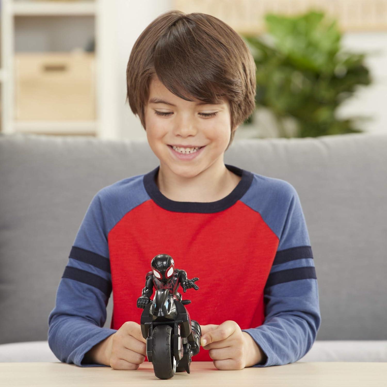 Kid Arachnid Black and Red Action Figure with Motorcycle