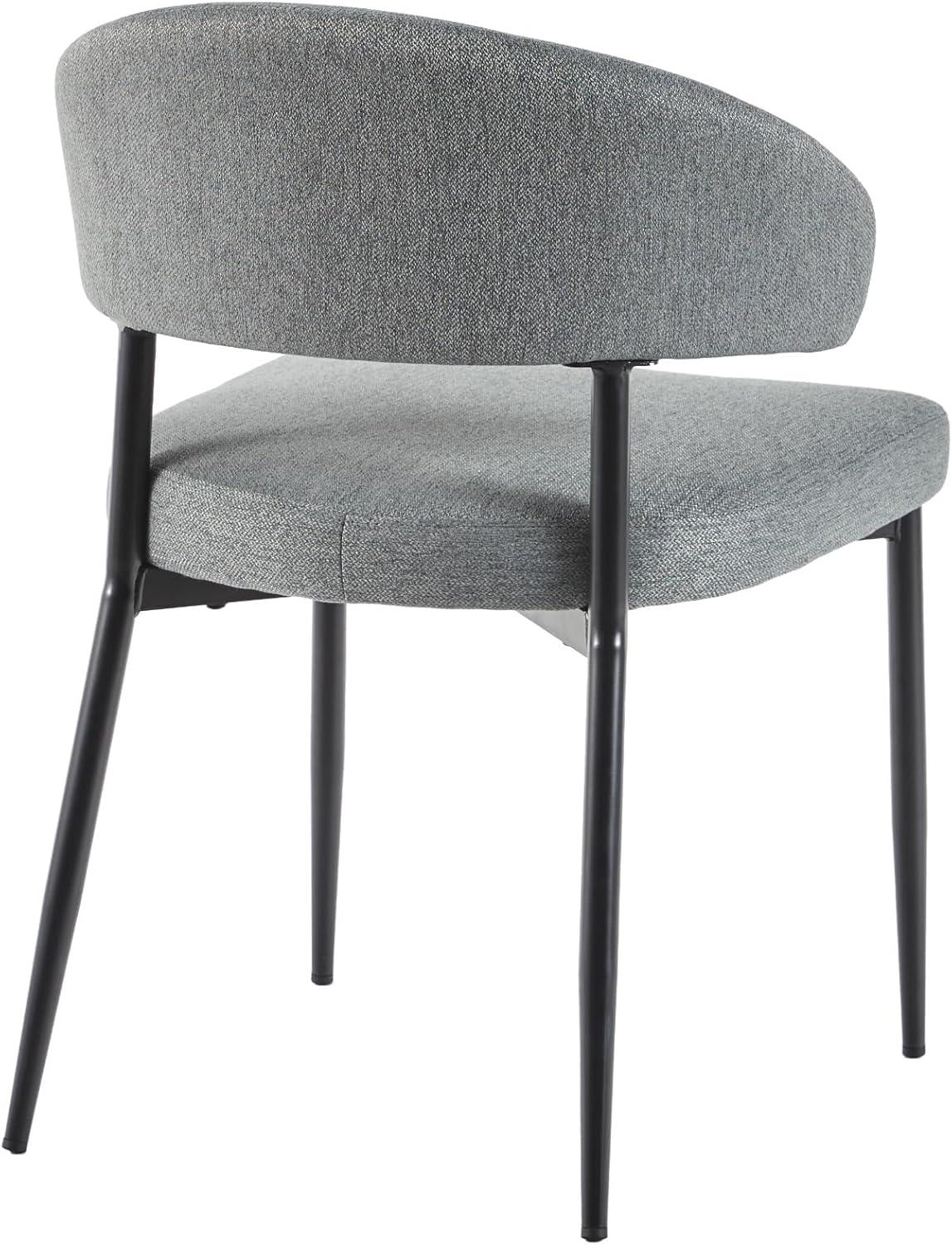 Walker Edison Modern Curved Back Upholstered Dining Chair, Set of 2, Charcoal