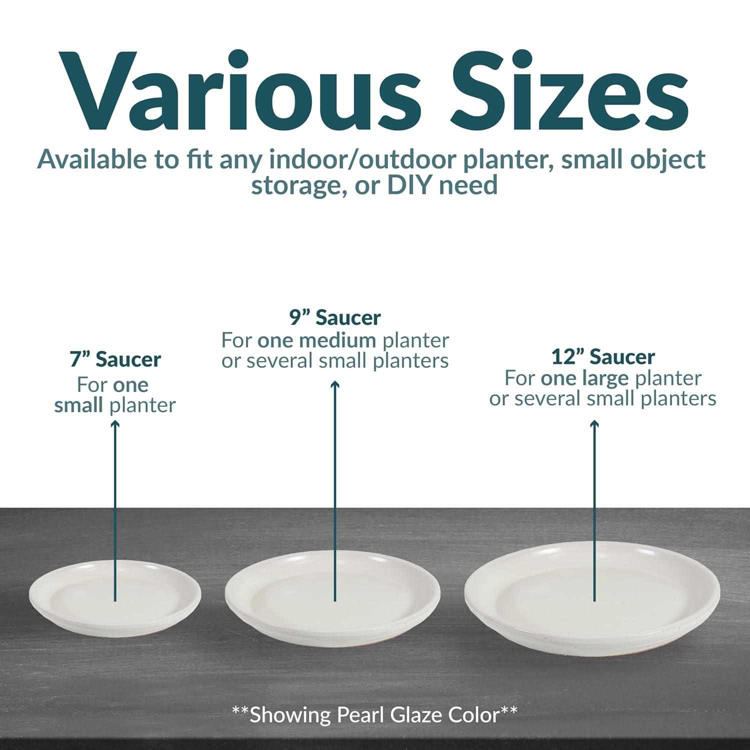 Sunnydaze High-Fired Glazed UV- and Frost-Resistant Ceramic Outdoor Flower Pot Saucer - 9" Diameter - Forest Lake Green - 2-Pack