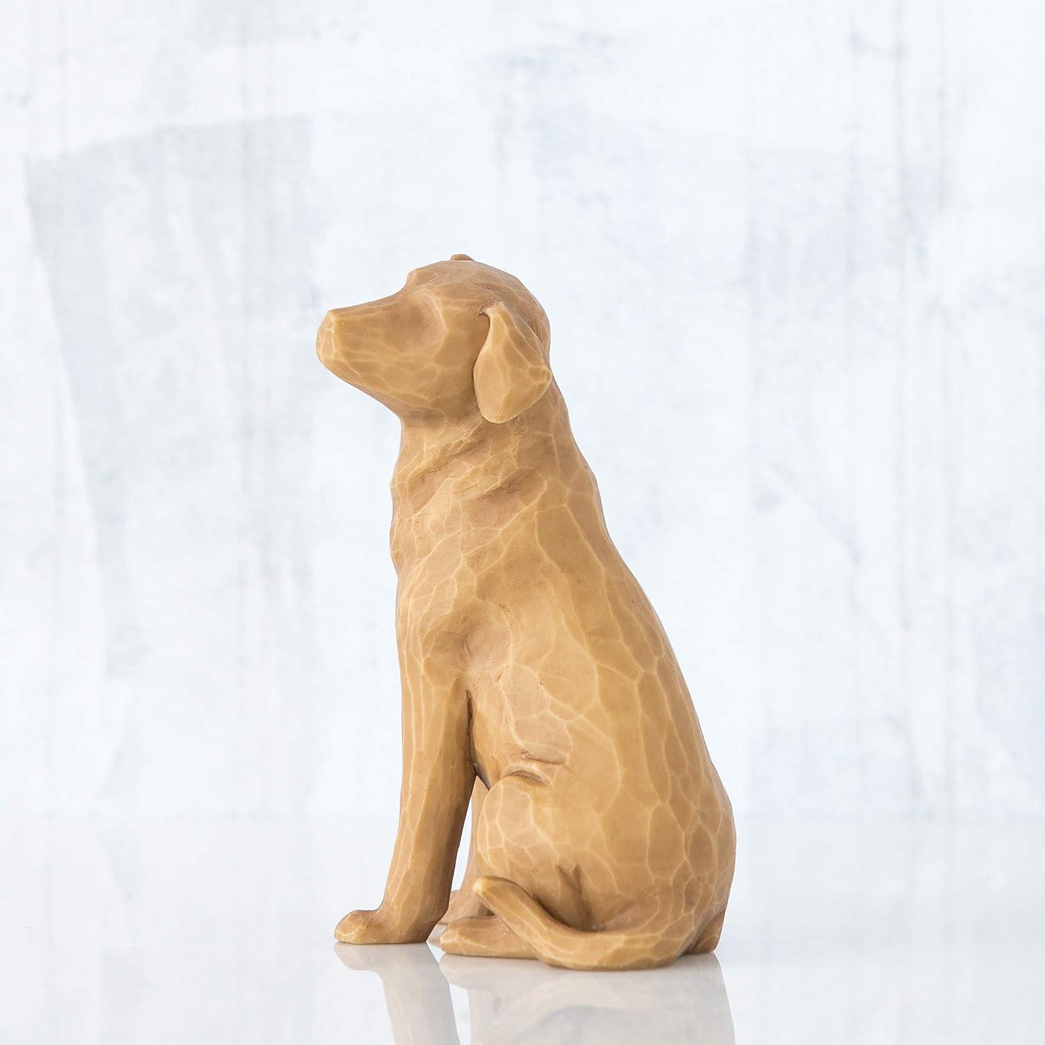 Golden Resin Dog Figurine Hand-Painted 3.25"