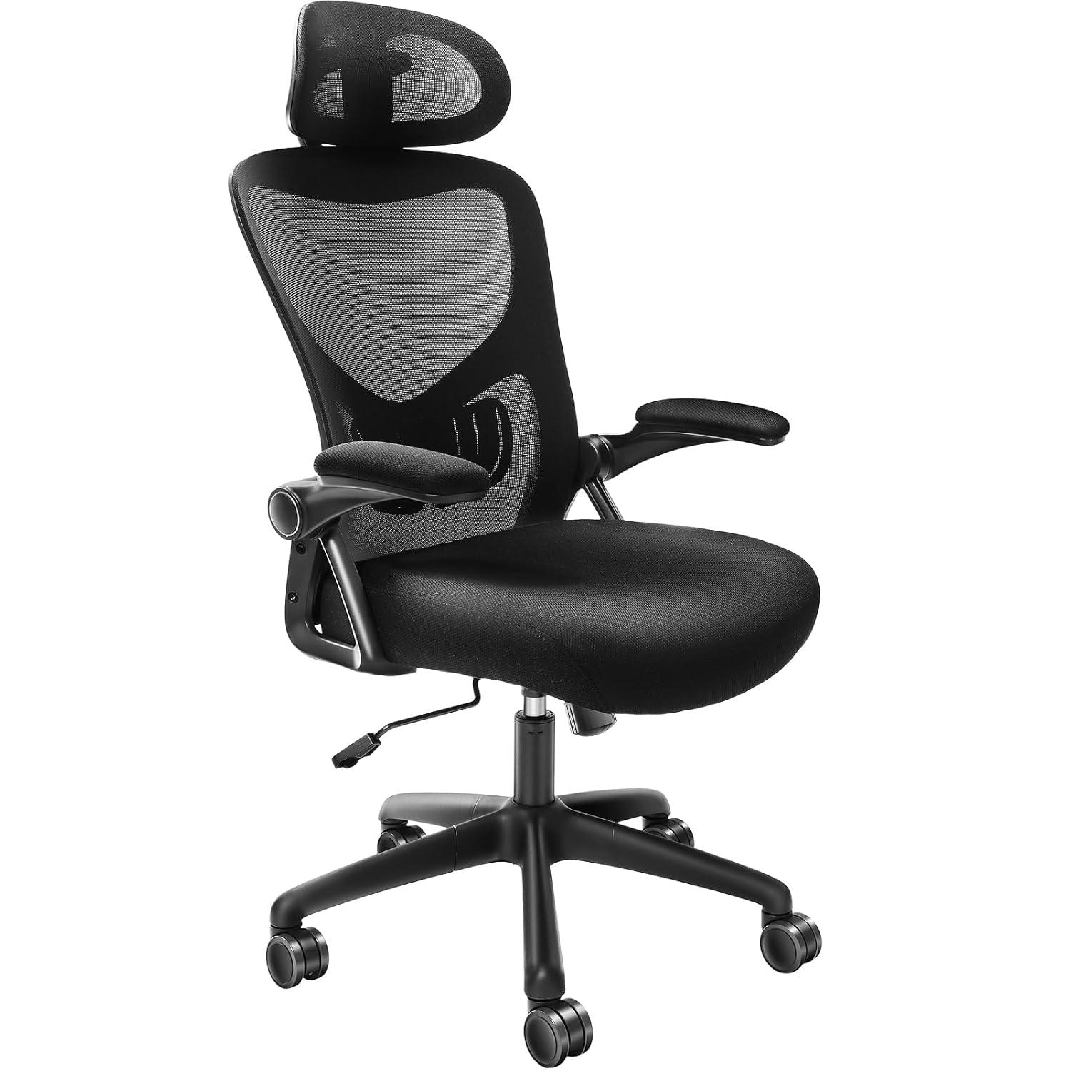 VEVOR Office Chair with Adjustable Lumbar Support, High Back Ergonomic Desk Chair with Adjustable Headrest, 2D Armrest, Ergonomic Office Chair Backrest, Computer Chair for Home Office