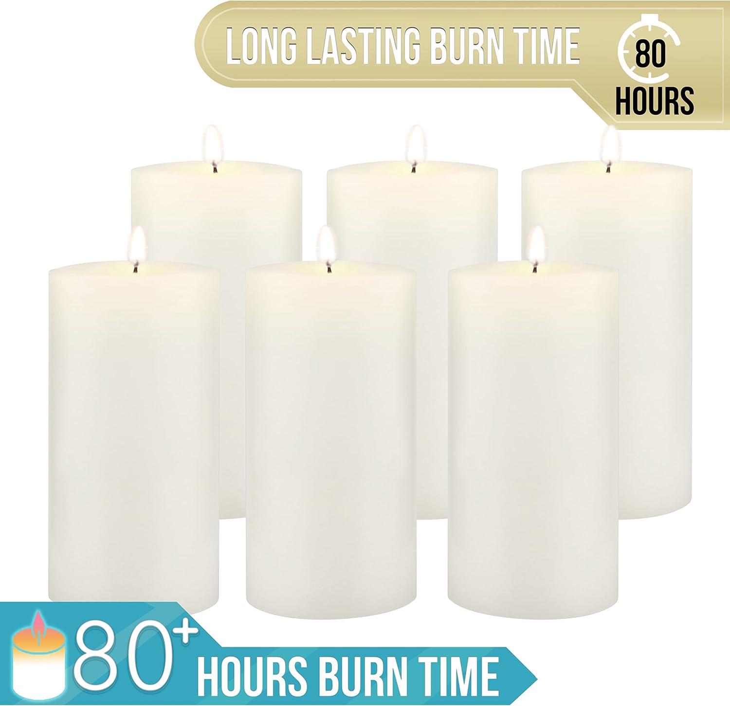 Stonebriar Unscented 3" x 6" 1-Wick White Pillar Candles, 6 Pack