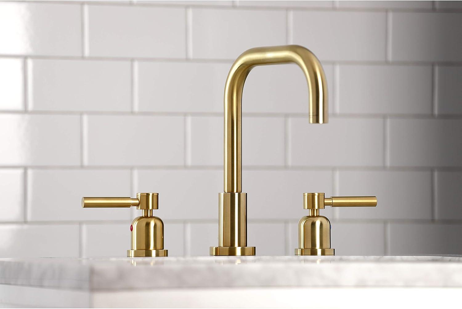 Kingston Brass Concord Two-Handle 3-Hole Deck Mount Widespread Bathroom Faucet with Brass Pop-Up Drain