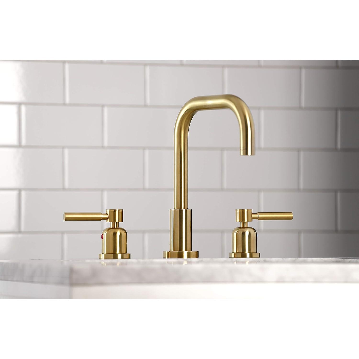 Kingston Brass Concord Two-Handle 3-Hole Deck Mount Widespread Bathroom Faucet with Brass Pop-Up Drain