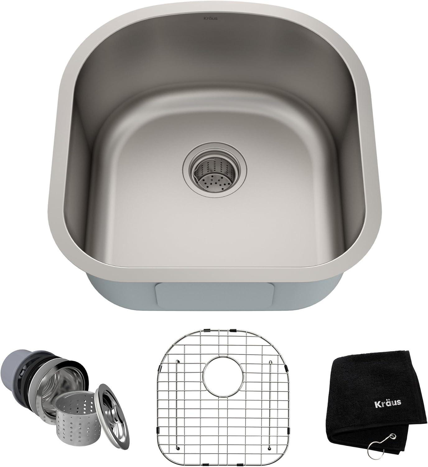 Kraus 20-inch Satin Stainless Steel Undermount Single Bowl Sink