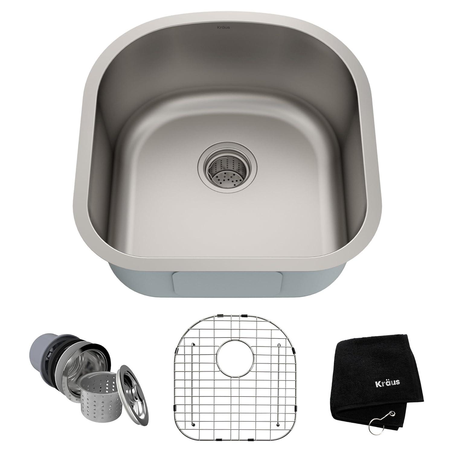 KRAUS Premier Undermount Single Bowl 18-Gauge Stainless Steel Kitchen Sink