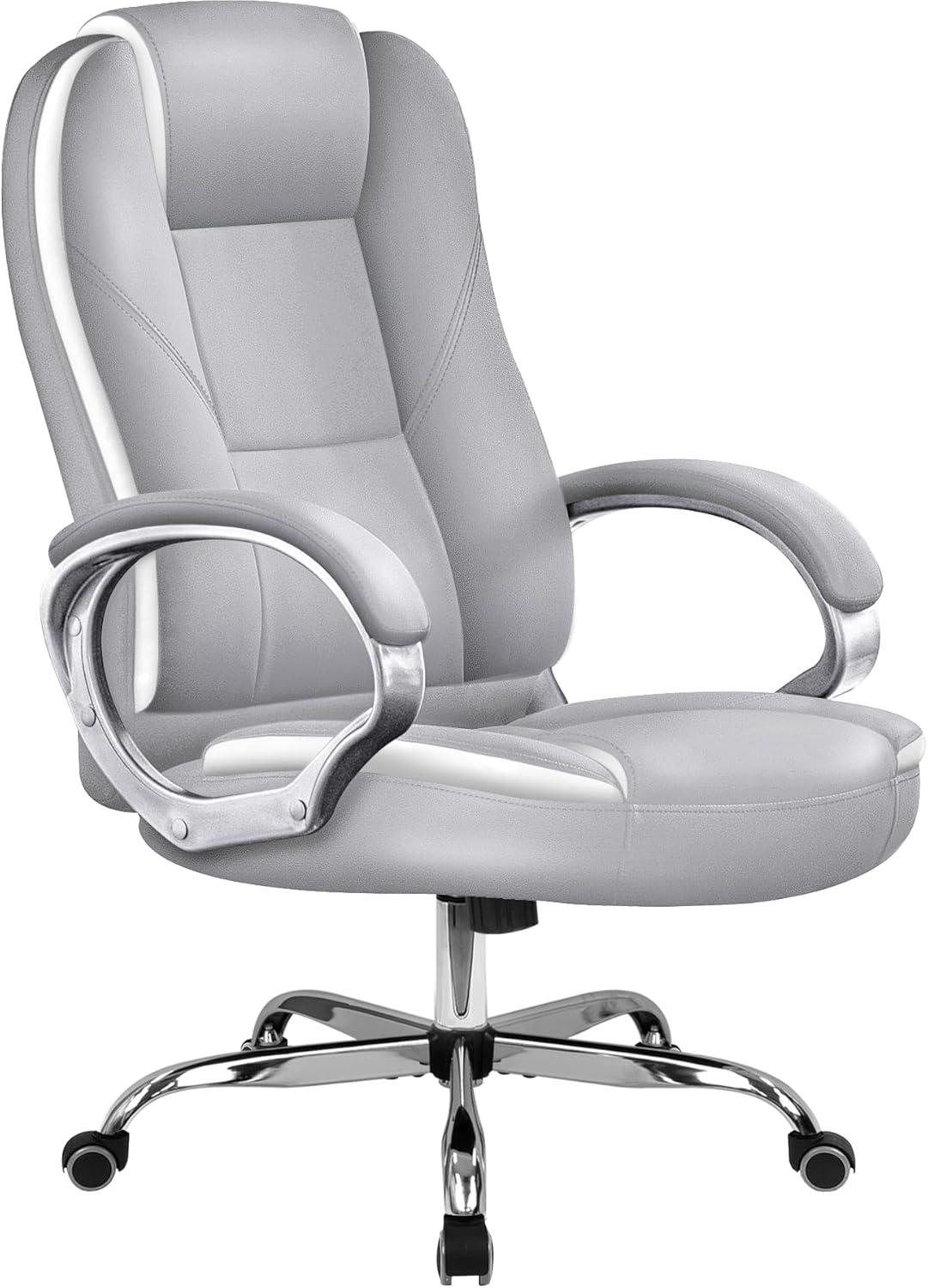 Neo Chair Ergonomic High Back Executive Leather Office Computer Desk Chair, Gray