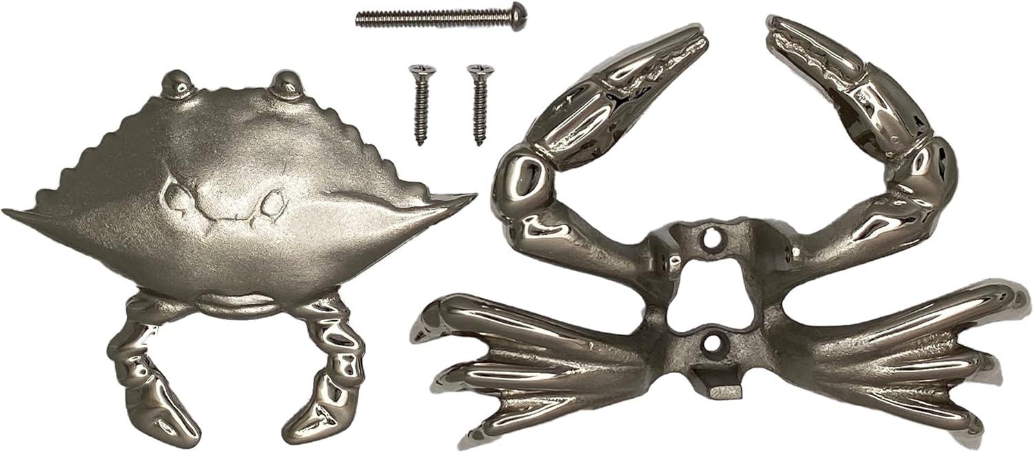 Nickel Silver Coastal Crab Solid Brass Door Knocker