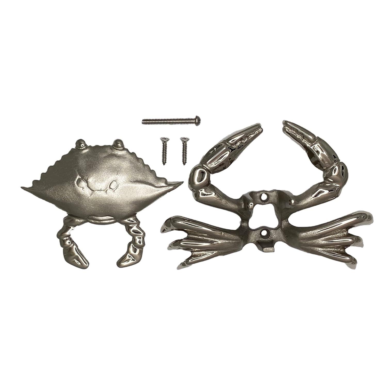 Nickel Silver Coastal Crab Solid Brass Door Knocker