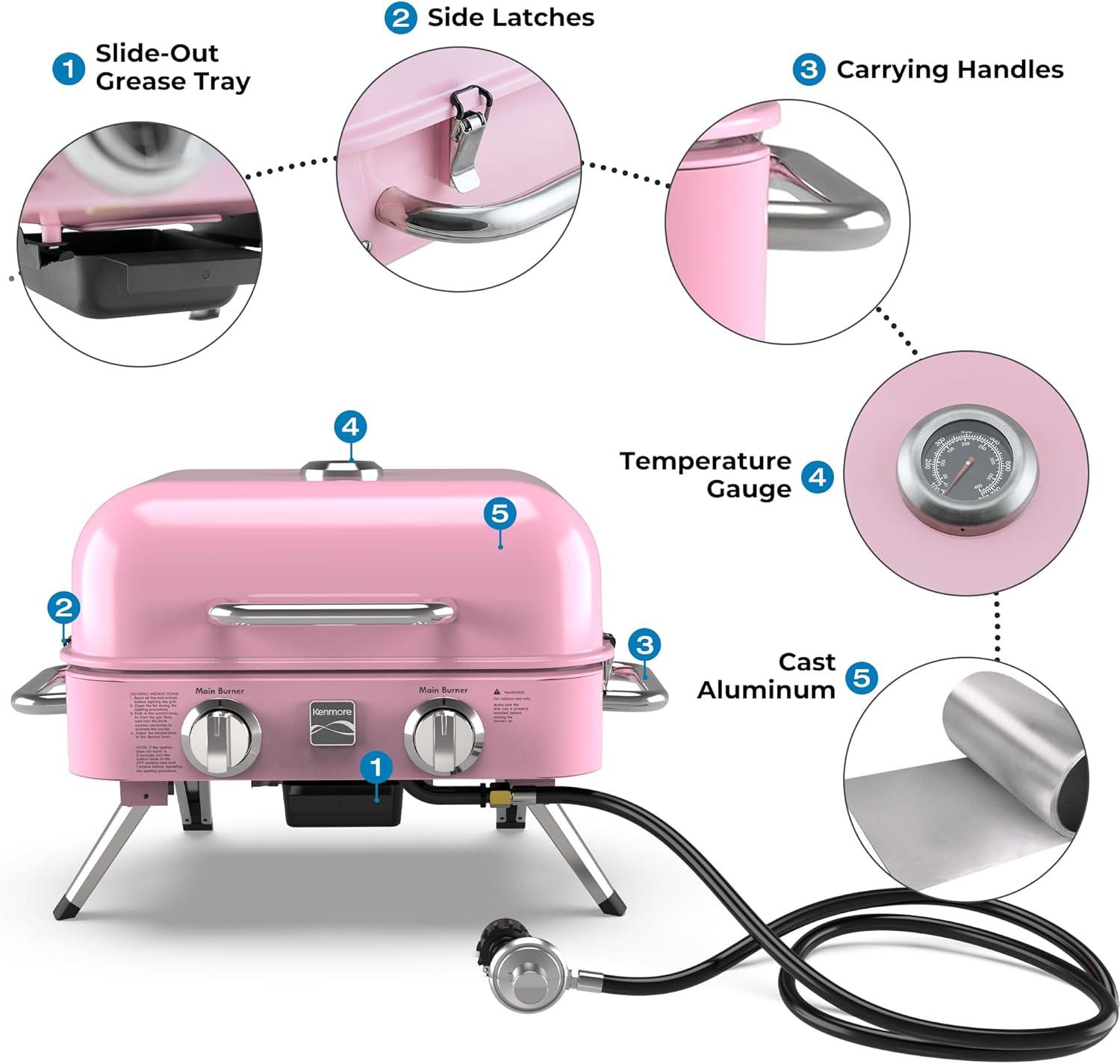 Kenmore 2-Burner Portable Tabletop Retro Gas Grill