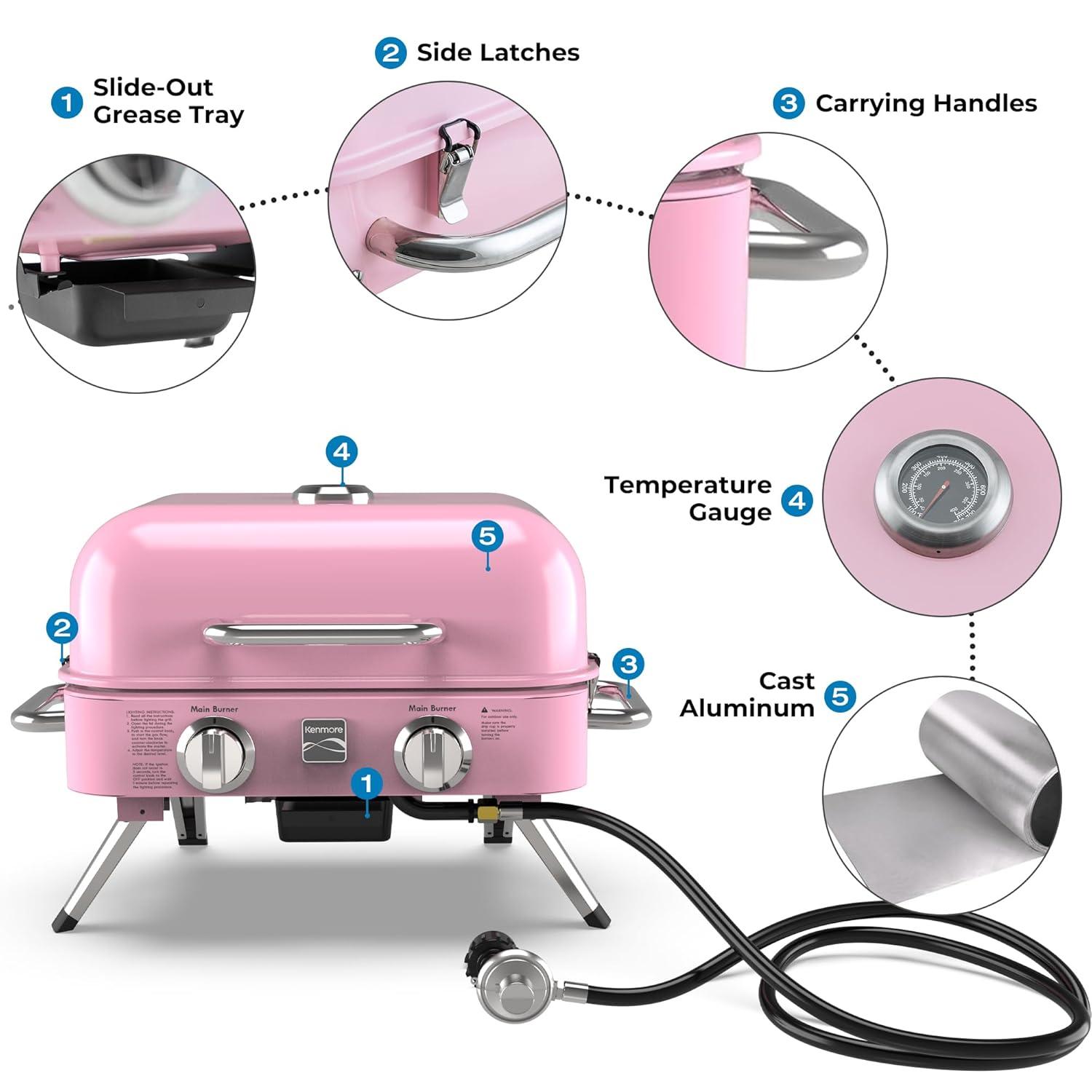 Kenmore 2-Burner Portable Tabletop Retro Gas Grill