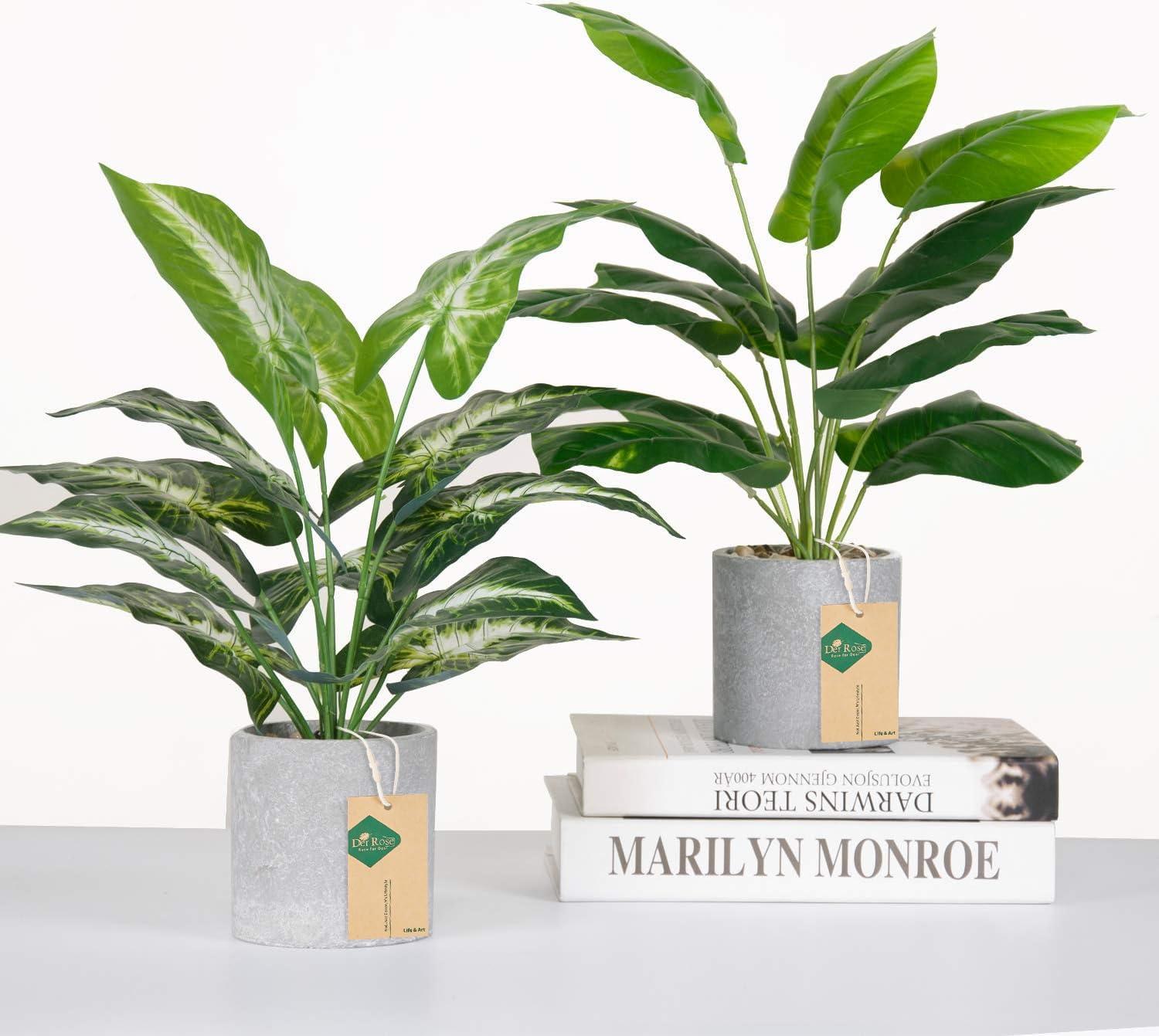 Der Rose 2 Pack Pulp Fake Plant Artificial Pot, office desk family farmhouse decoration
