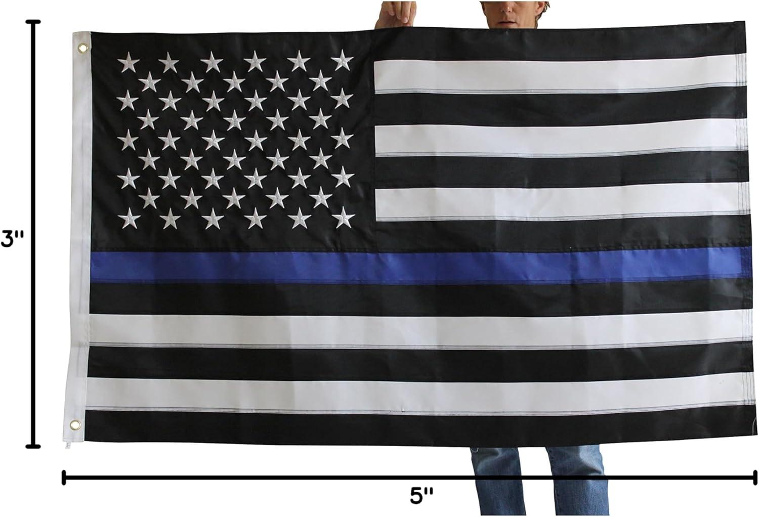 Thin Blue Line Flag United States Policeman Banner Polyester 3x5 Foot Flags Vivid Color and UV Fade Resistant Flag Outdoor Banner