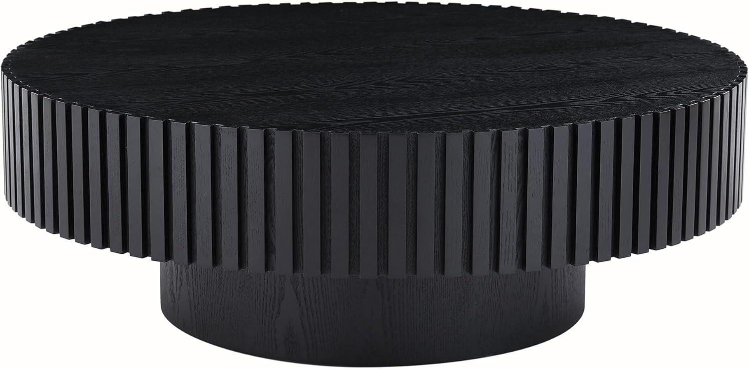 31.49'' Black Round Wood Nesting Coffee Table with Pedestal