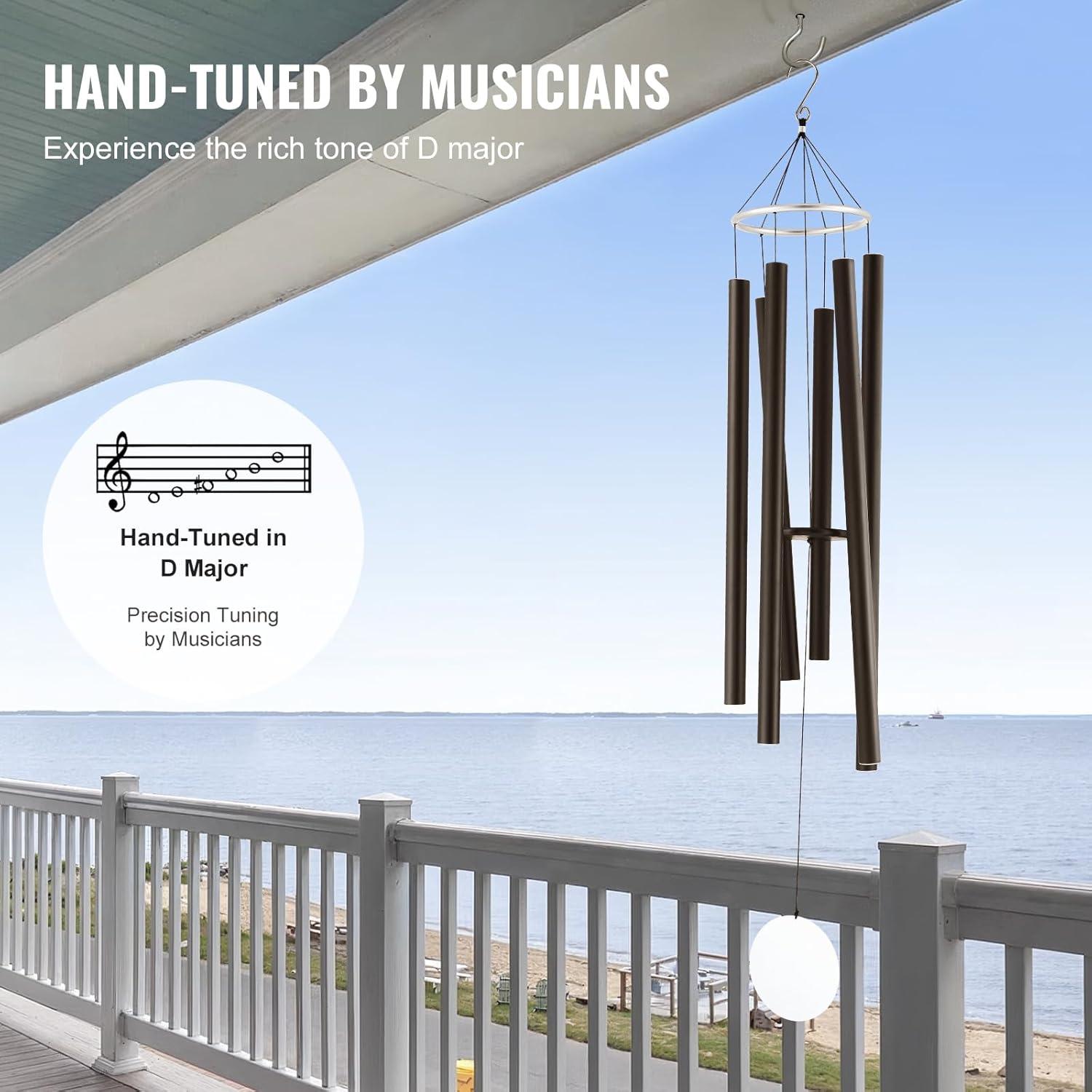 66-Inch Black Aluminum Deep Tone Memorial Wind Chimes