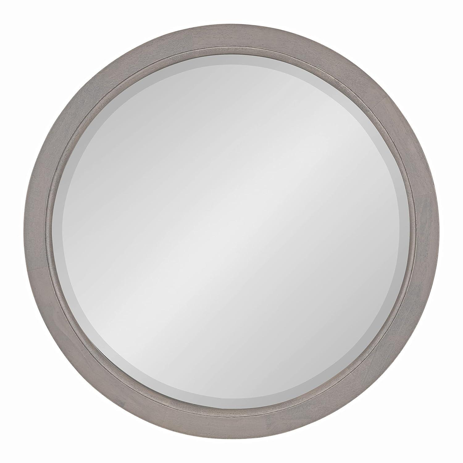 18" x 18" Hogan Round Framed Decorative Wall Mirror Gray - Kate & Laurel All Things Decor