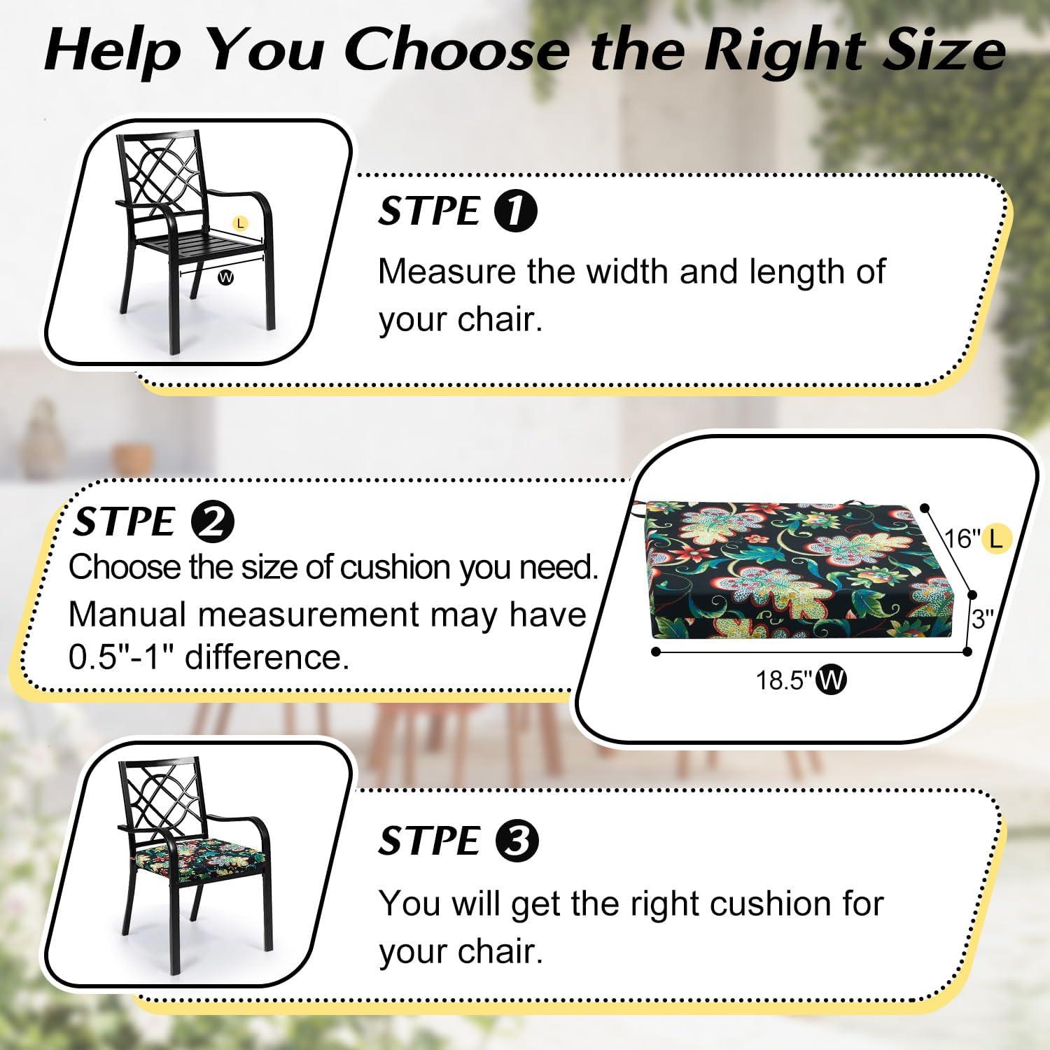 LOVTEX Outdoor Chair Cushions Set of 4, Waterproof Patio Chair Cushions with Ties, 18.5 x 16 x 3 inch, Khaki