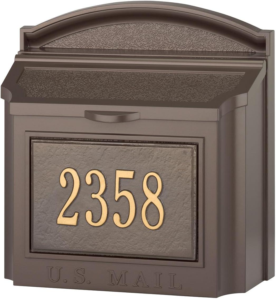 Large Bronze and Gold Lockable Aluminum Wall-Mounted Mailbox