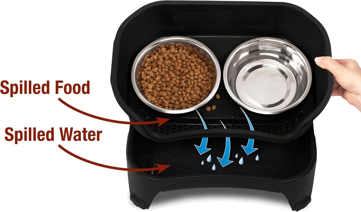 Neater Pets Neater Feeder Express Mess-Proof Elevated Food & Water Bowls for Small Dogs, Black