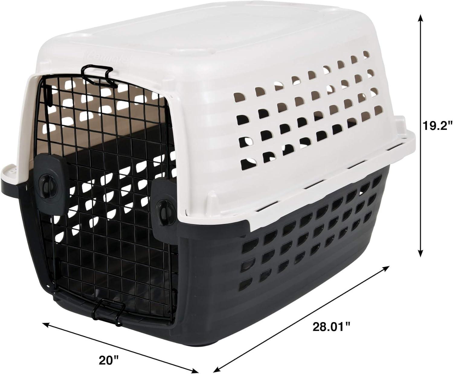 Medium Black and White Airline Approved Plastic Pet Kennel