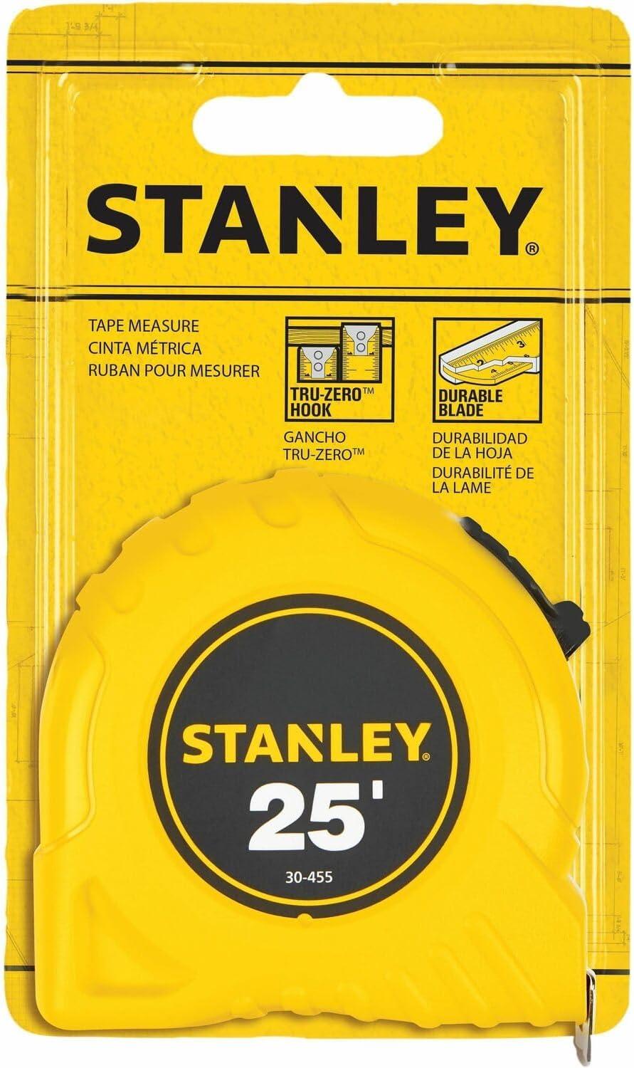 Stanley Bostitch Power Return Tape Measure, Plastic Case, 1" x 25ft, Yellow